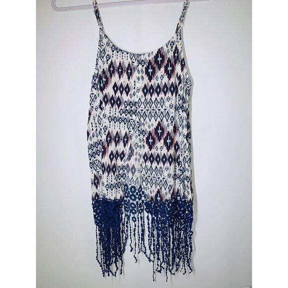 Umgee Spaghetti Fringe Multicolor Blouse Size S - Picture 1 of 3